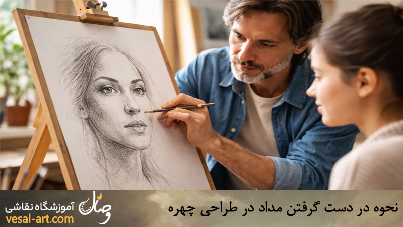 نحوه در دست گرفتن مداد در طراحی چهره
